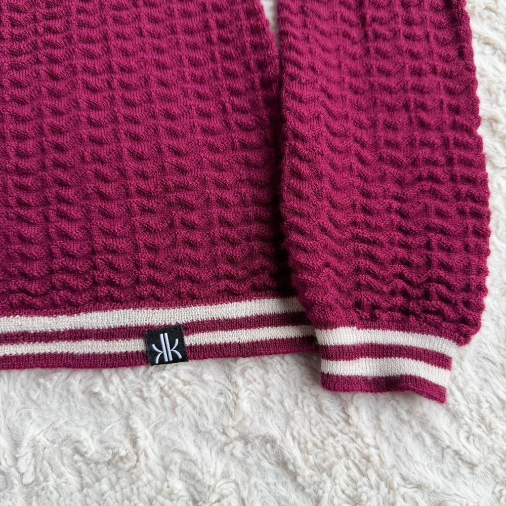 Krimson Klover Permafrost Sweater Hoodie Plumberry Magenta Wool Textured Knit XS - Picture 7 of 11